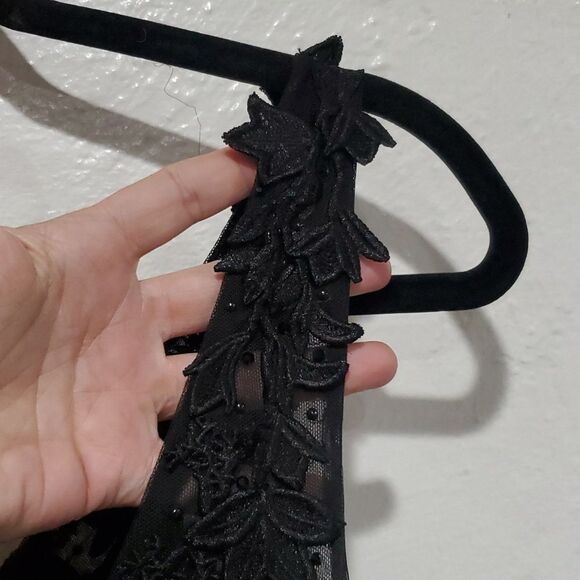 Sherri Hill Black Embroidered Prom Mini Dress Size 10 - Picture 13 of 17